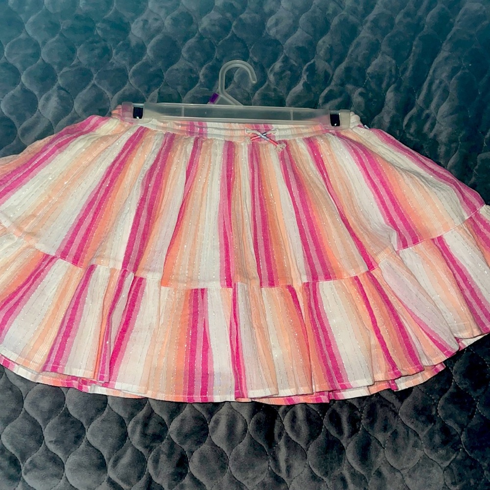 Pink and white and peach color cat and jack skirt
